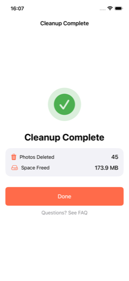 Cleanup complete with space freed